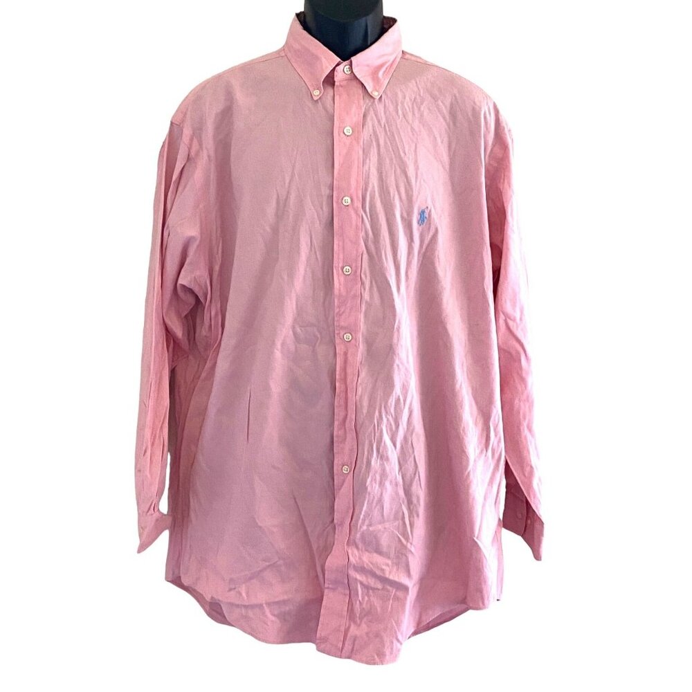 Mens Polo Ralph Lauren Classic Long Sleeve Pink Dress Shirt Size XL. - Picture 2 of 15